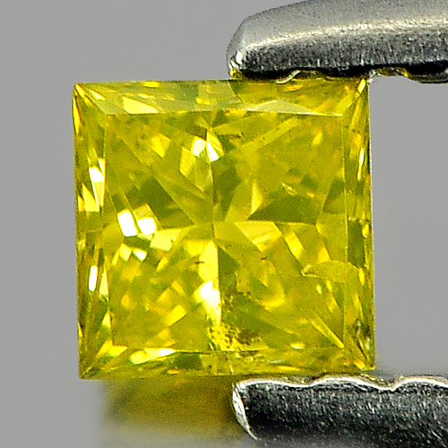 0.15 Ct. Nice Color Square Princess Cut Natural Yellow Loose Diamond