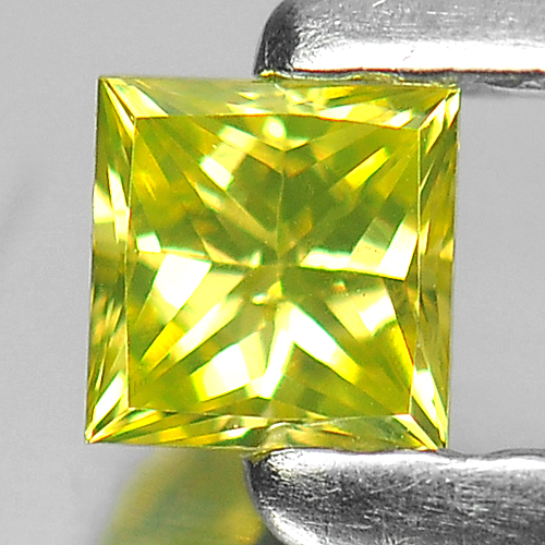 0.14 Ct. Blazing Square Princess Cut Natural Yellow Loose Diamond Belgium