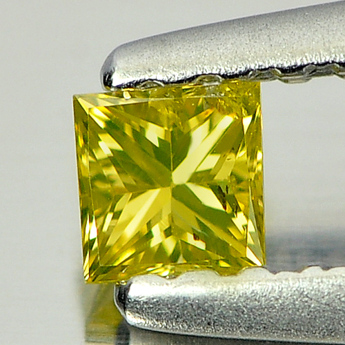 0.14 Ct. Blazing Square Princess Cut Natural Yellow Loose Diamond