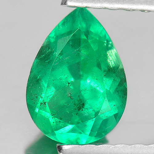 0.68 Ct. Natural Green Emerald Gemstone Pear Shape From Columbia
