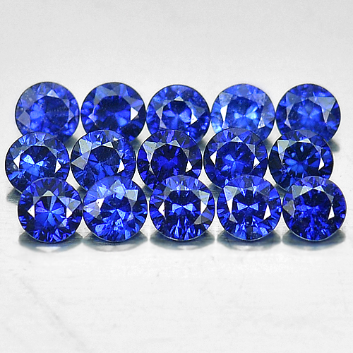 1.47 Ct. 10 Pcs. Round Diamond Cut Natural Blue Sapphire Gemstones Ceylon