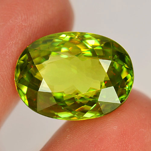 19.59 Ct. Natural Gemstone Clean Green Titanium Sphene Rainbow Spark Unheated