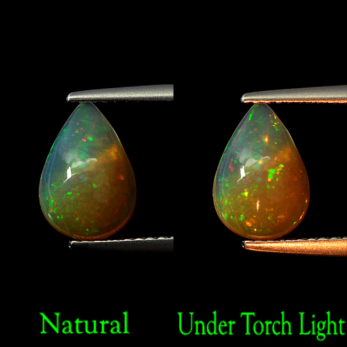 1.10 Ct. Pear Cabochon Multi Color Natural Gem Opal Unheated Ethiopia