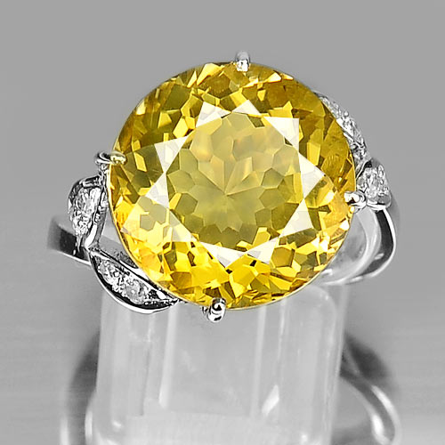 7.85 G. Beauty Natural Yellow Citrine 925 Sterling Silver Ring Sz 7