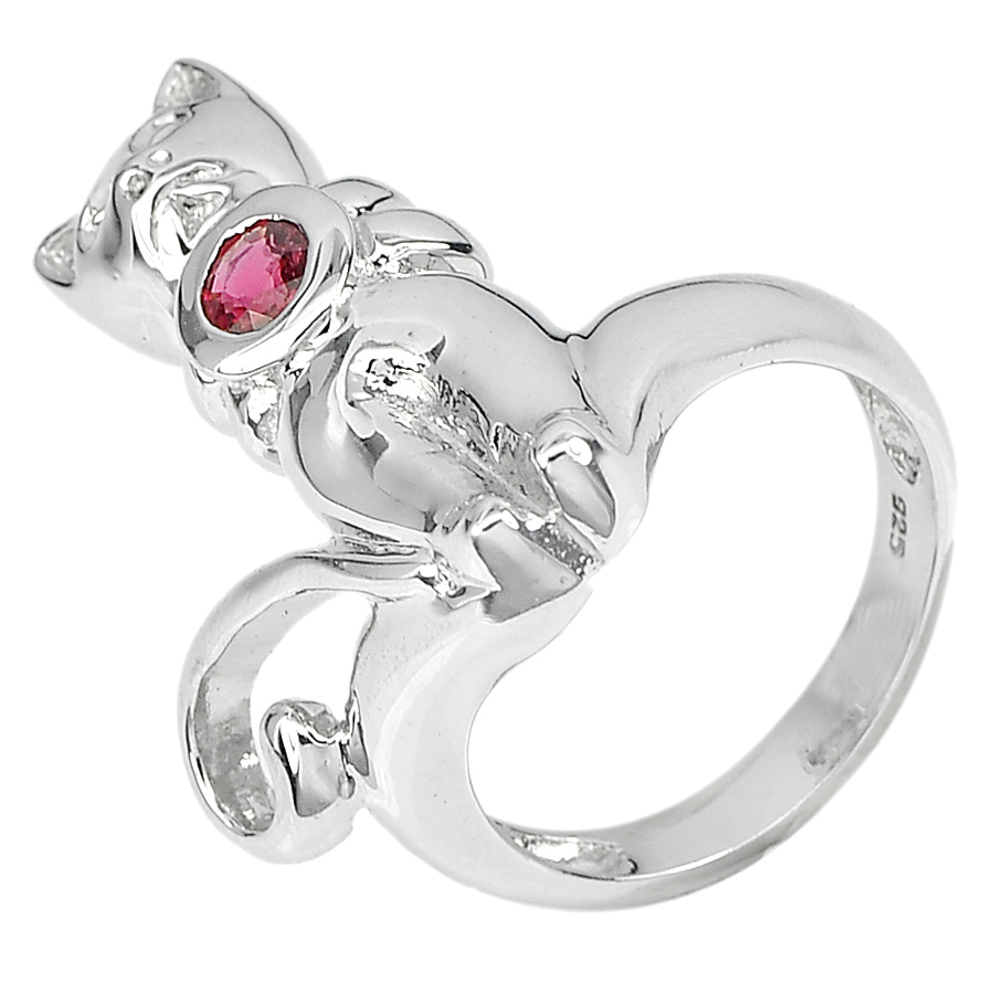 7.70 G. Natural Pink Spinel Real 925 Sterling Silver Ring Cat Size 6