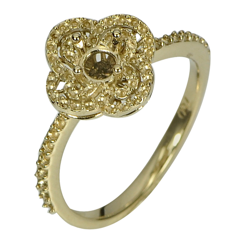 3.30 G. 3 mm Round Cut 18K Yellow Gold Semi Mount Ring Size 7 Jewelry