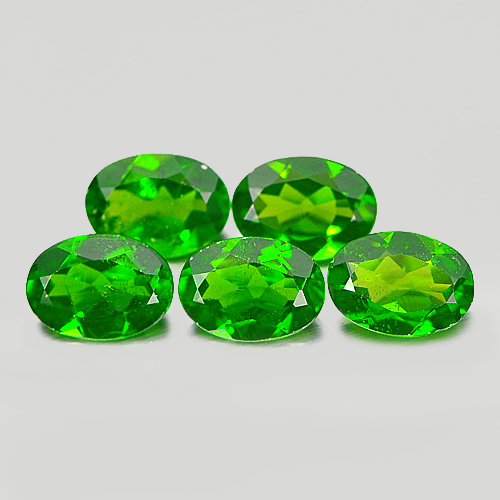 3.80 Ct. 5 Pcs. Charming Oval Natural Green Chrome Diopside Gems