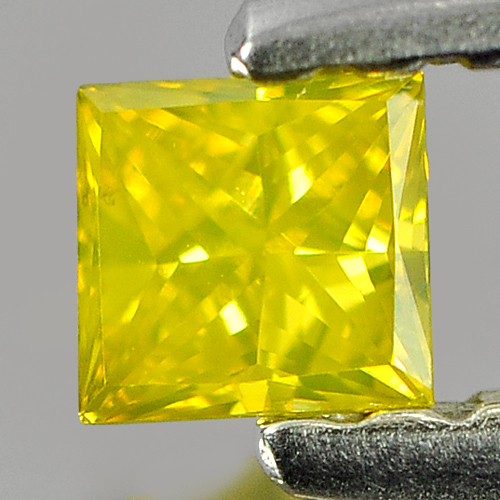 0.10 Ct. Beautiful Square Princess Cut Natural Yellow Loose Diamond