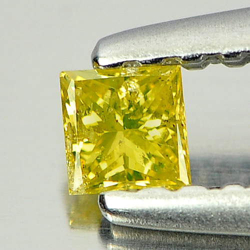 0.09 Ct. Good Color Square Princess Cut Natural Yellow Loose Diamond