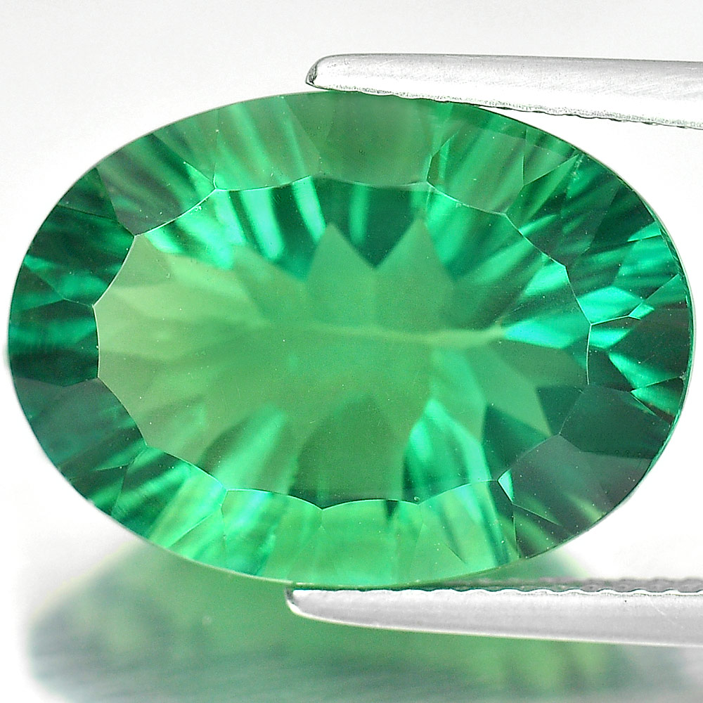 13.92 Ct. Oval Concave Cut Natural Gemstone Green Fluorite From Brazil Unheated
