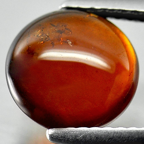 2.96 Ct. Natural Gemstone Reddish Orange Hessonite Garnet  Round Cabochon