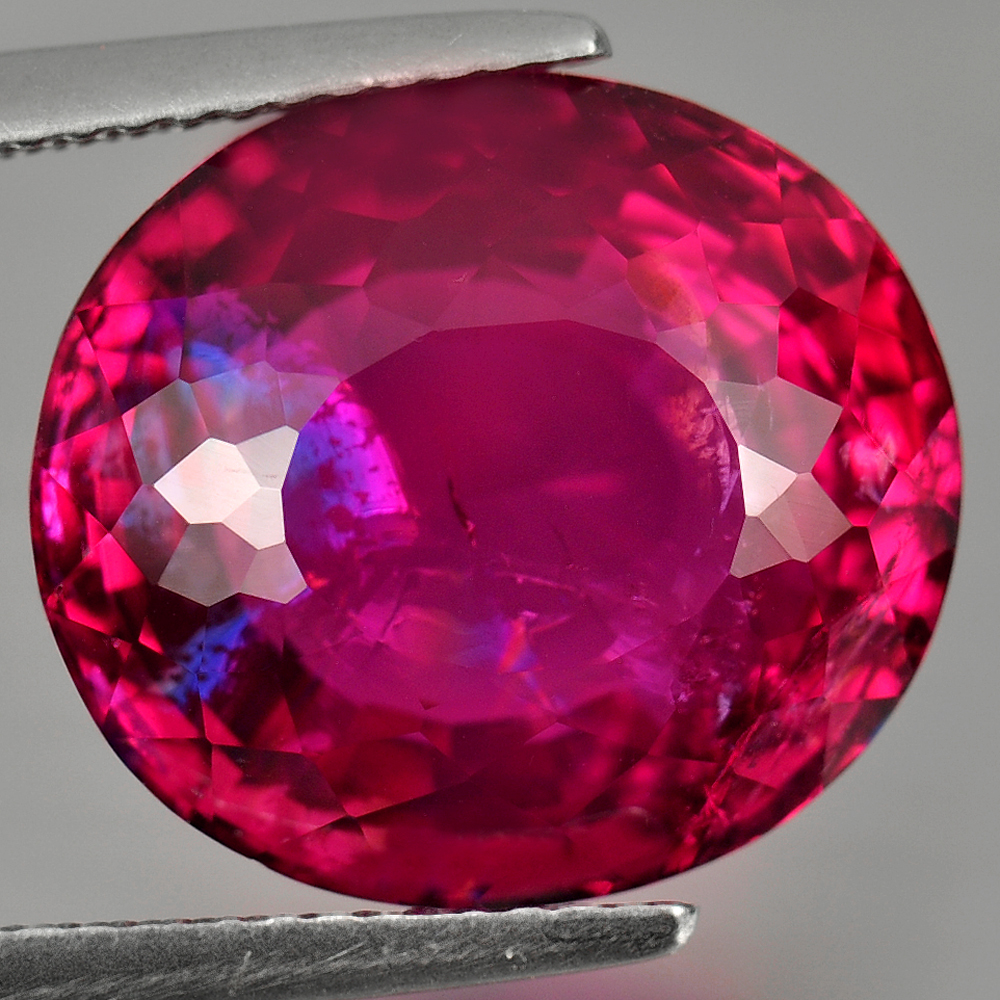 12.84 Ct. Oval Shape 15 x 13.4 Mm. Natural Gem Reddish Pink Rubellite Unheated