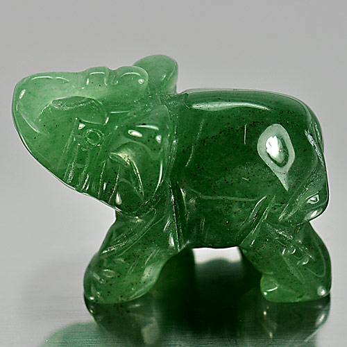 128.23 Ct. Elephant Carving Natural Green Aventurine Gem