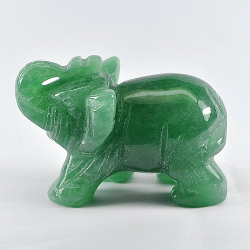Attractive Gem 237.98 Ct. Elephant Carving Natural Green Aventurine