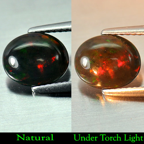 Nice Gem 1.31 Ct. Natural Play Of Color Rainbow Fire Red Black Opal