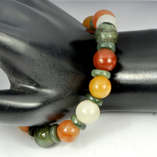 147.62 Ct. Natural Honey Color Jade Beads Bracelet Length 8 Inch.