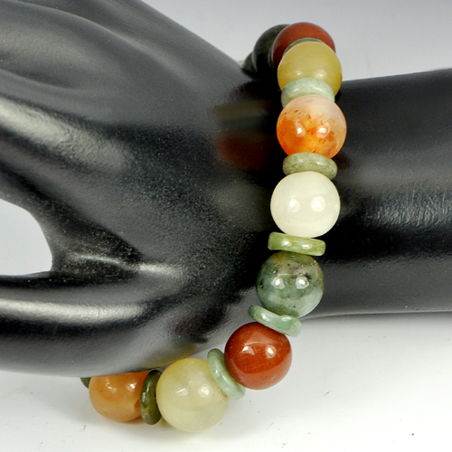 149.48 Ct. Natural Honey Color Jade Beads Bracelet Length 8 Inch.