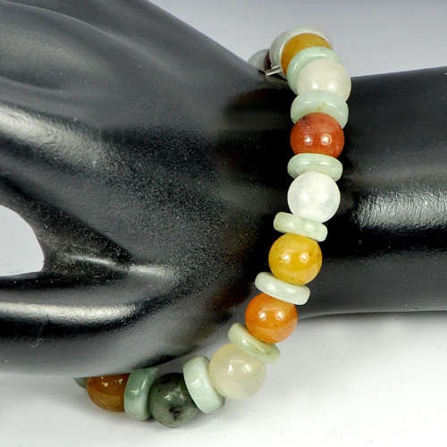 107.83 Ct. Natural Honey Color Jade Beads Bracelet Length 8 Inch.